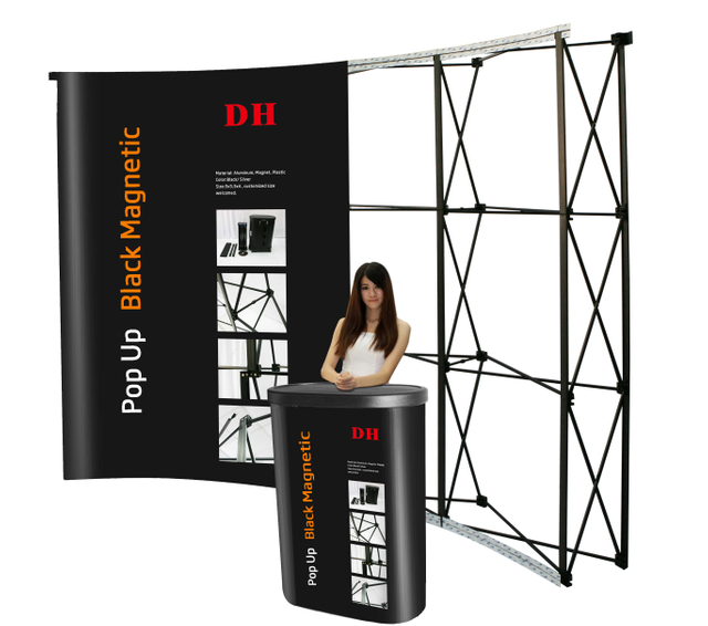 Hot sell Black magnetic Curved Pop Up Wall for trade show